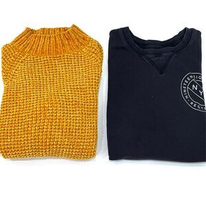 Divided H&M Aeropostale Lot of 2 Rib Knit Mock Neck Sweater Sz L Black Crewneck